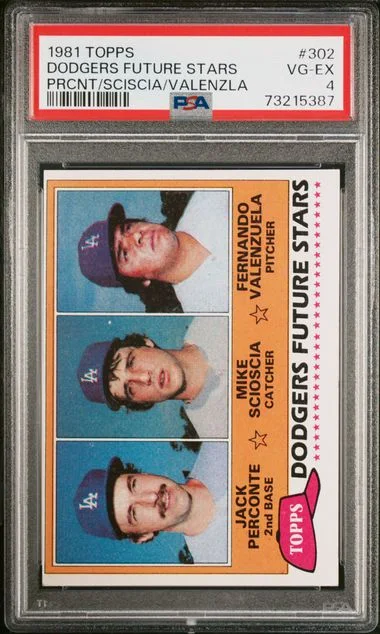 1981 Topps Dodgers Future Star Perconte/Scioscia/Valenzuela #302 card image