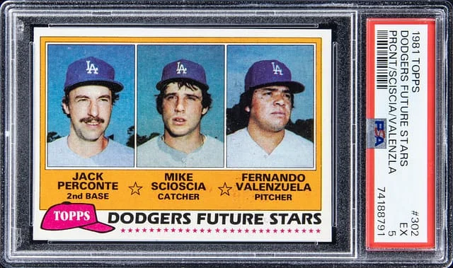 1981 Topps Jack Perconte, Mike Scioscia, Fernando Valenzuela Dodgers Future Stars #302 card image