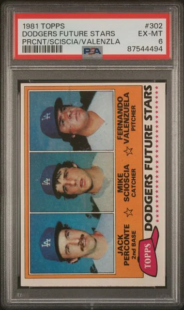 1981 Topps J.Perconte/M.Scioscia/F.Valenzuela Dodgers Future Star #302 card image