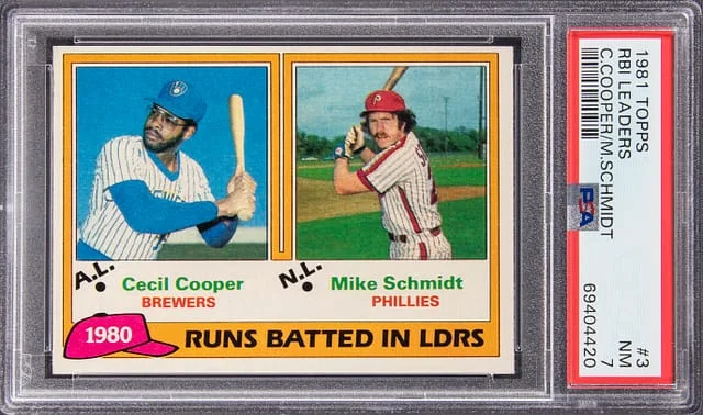 1981 Topps Mike Schmidt/Cecil Cooper RBI Leaders #3 card image