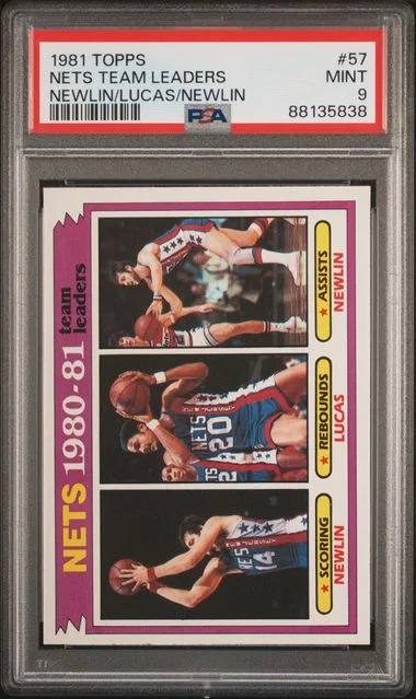 1981 Topps Newlin/Lucas/Newlin Nets Team Leaders #57 card image