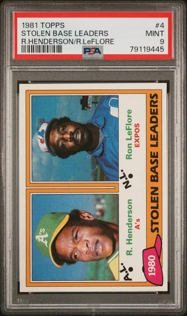 1981 Topps R.Henderson/R.Leflore Stolen Base Leaders #4 card image