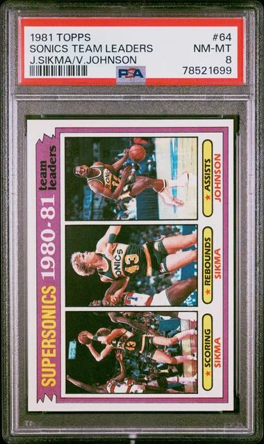 1981 Topps Sonics Team Leaders J.Sikma/V.Johnson #64 card image