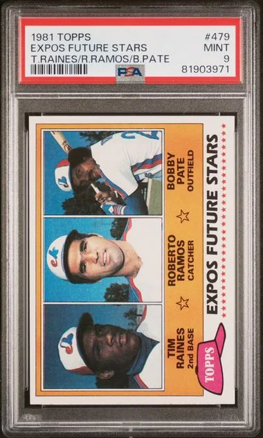 1981 Topps Tim Raines/Roberto Ramos/Bobby Pate Expos Future Stars #479 card image