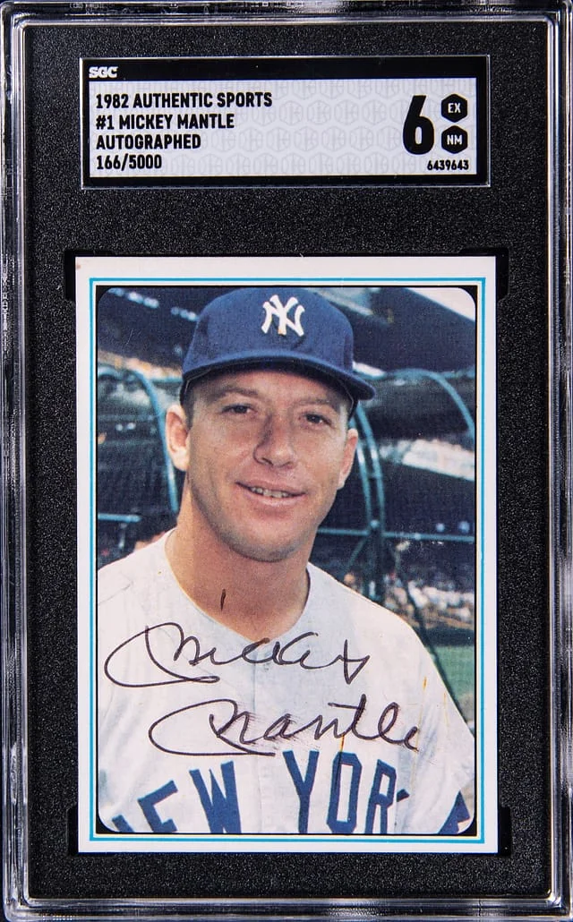 1982 Authentic Sports Autographed Mickey Mantle #1 card image