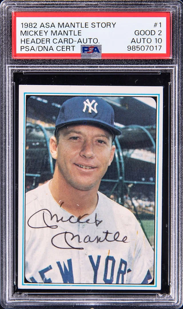 1982 Authentic Sports Autographs Mantle Story, Header Card Autograph Mickey Mantle #1 card image