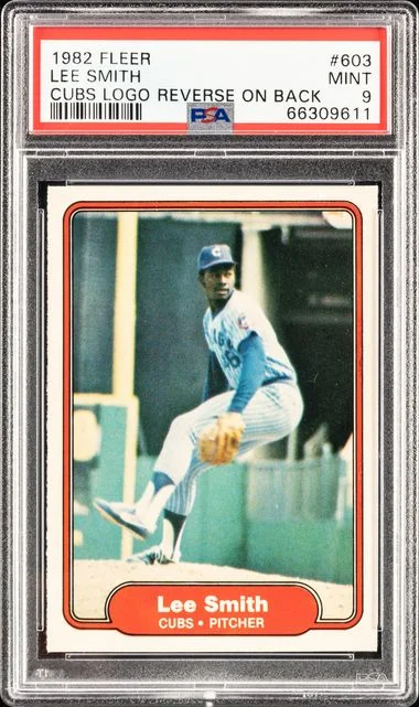 1982 Fleer Lee Smith, Cubs Logo Reversed On Back #603 card image