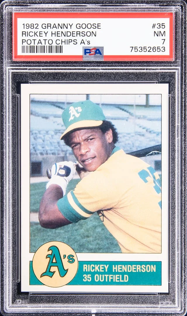1982 Granny Goose Potato Chips A's Rickey Henderson #35 card image