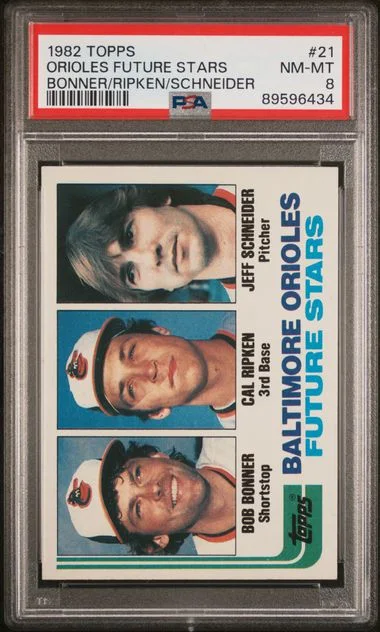 1982 Topps B.Bonner/C.Ripken/J.Schneider Orioles Future Stars #21 card image