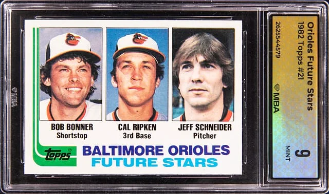 1982 Topps Bob Bonner/Cal Ripken/Jeff Schneider Orioles Future Stars #21 card image