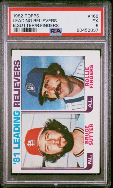 1982 Topps B.Sutter/R.Fingers Leading Relievers #168 card image
