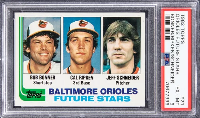 1982 Topps Cal Ripken, Bob Bonner, Jeff Schneider Orioles Future Stars #21 card image