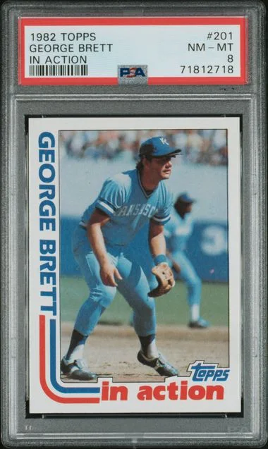 1982 Topps George Brett, In Action #201 card image