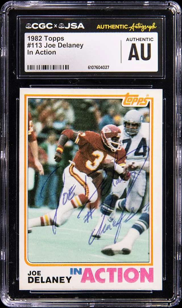 1982 Topps Joe Delaney In Action #113 card image