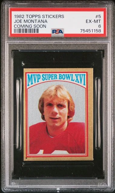1982 Topps Joe Montana Stickers Coming Soon #5 card image