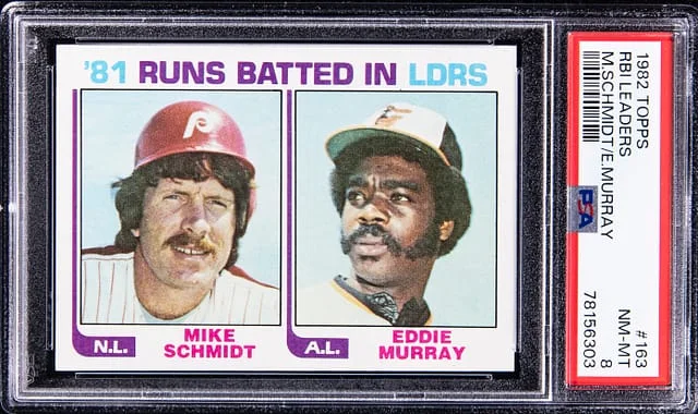 1982 Topps Mike Schmidt, Eddie Murray RBI Leaders #163 card image