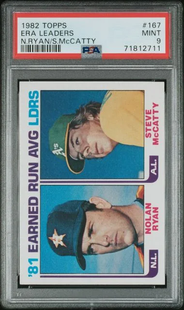 1982 Topps Nolan Ryan/Steve McCatty ERA Leaders #167 card image