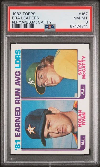 1982 Topps N.Ryan/S.McCatty Era Leaders #167 card image