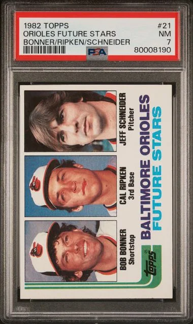 1982 Topps Orioles Bonner/Ripken/Schneider Future Stars #21 card image