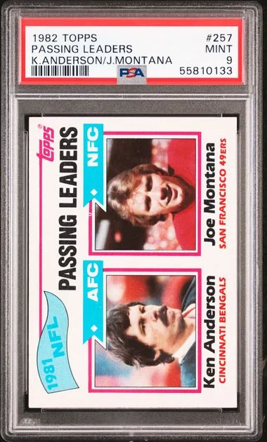 1982 Topps Passing Leaders K.Anderson/J.Montana #257 card image