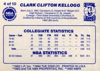 1983-84 Star All Rookies Clark Kellogg #4 card back image