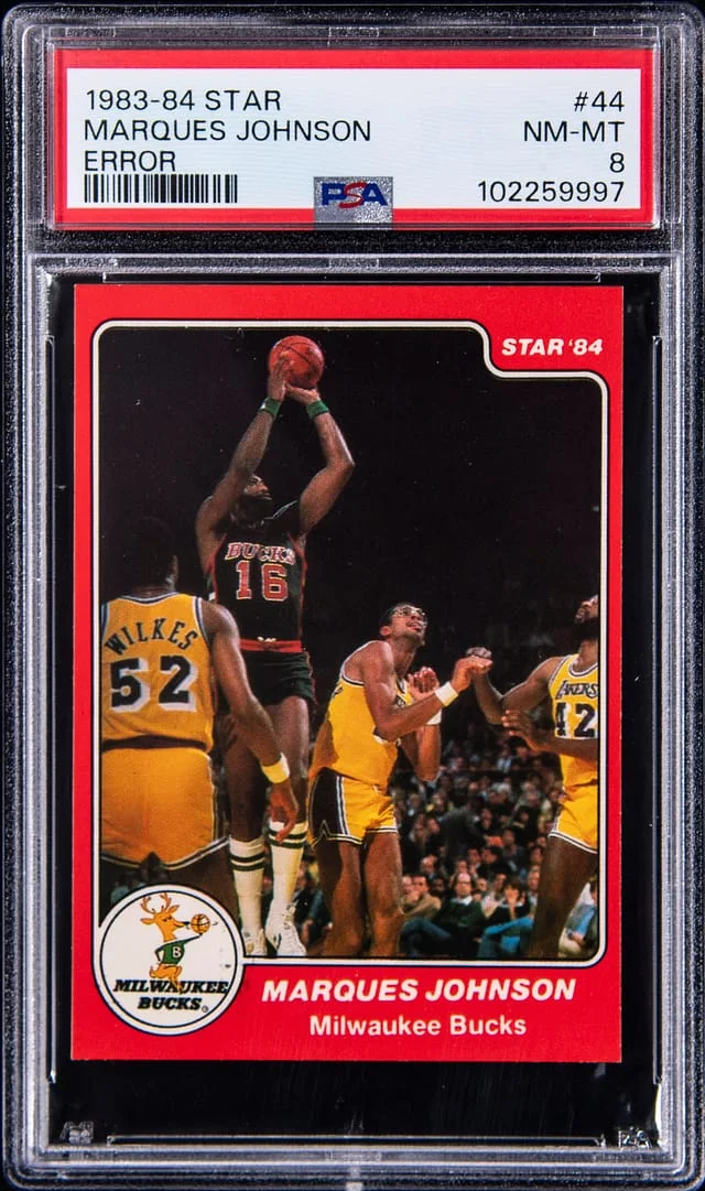 1983-84 Star Marques Johnson, Error #44 card image