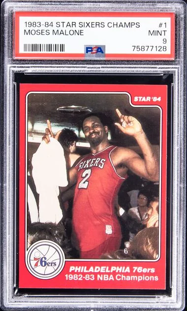 1983-84 Star Sixers Champions Moses Malone #1 card image