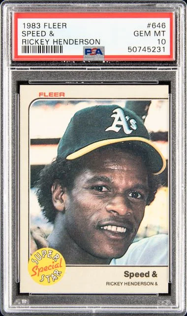 1983 Fleer Rickey Henderson Speed & #646 card image