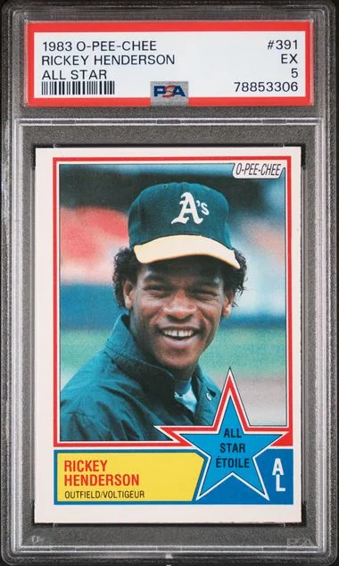 1983 O-Pee-Chee Rickey Henderson All Star #391 card image