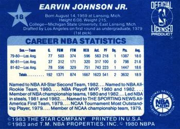 1983 Star All Star Game Magic Johnson #18 card back image