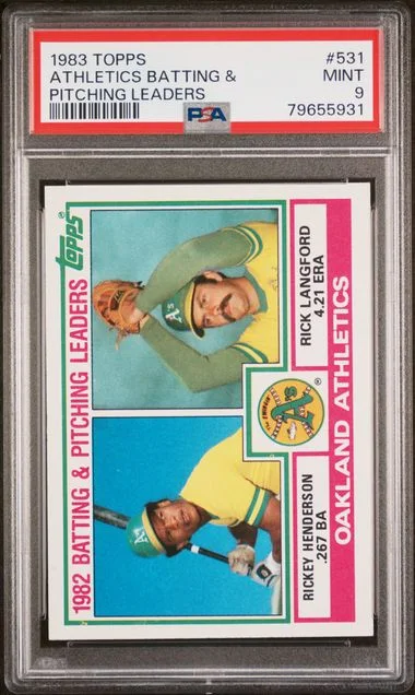1983 Topps Athletics Batting & Pitching Leaders #531 card image