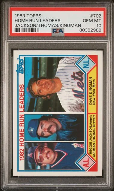 1983 Topps Home Run Leaders Jackson/Thomas/Kingman #702 card image