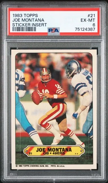 1983 Topps Joe Montana Stickers Insert #21 card image