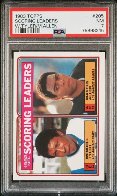 1983 Topps Wendell Tyler/Marcus Alen Scoring Leaders #205 card image