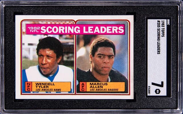1983 Topps Wendell Tyler/Marcus Allen Scoring Leaders #205 card image