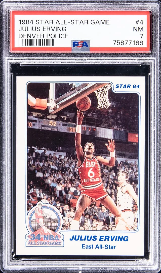1984-85 Star All-Star Game Denver Police Julius Erving #4 card image