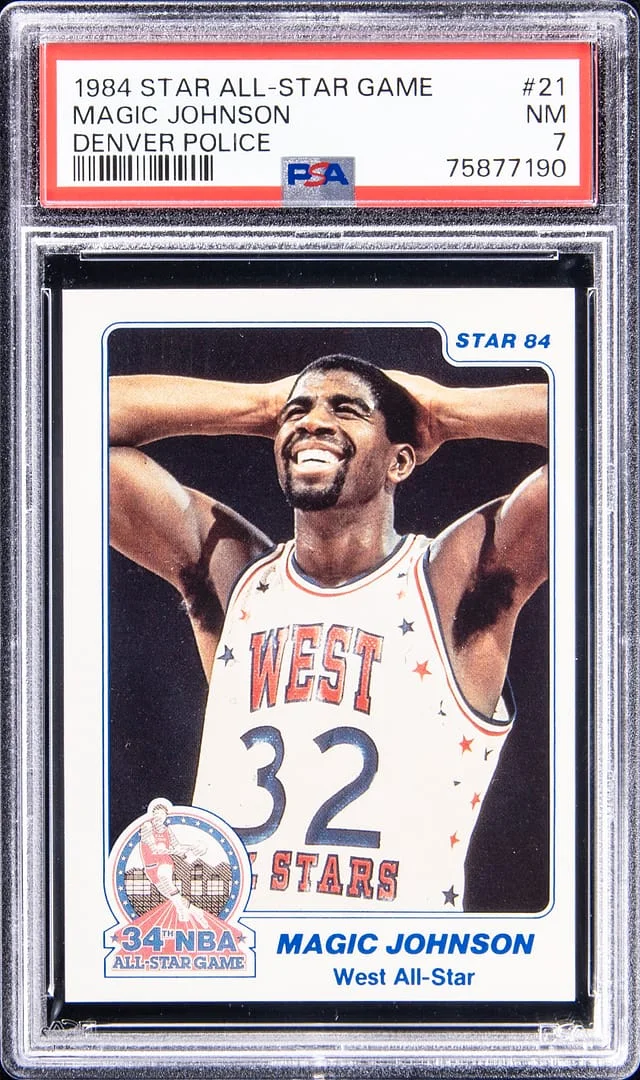 1984-85 Star All-Star Game Denver Police Magic Johnson #21 card image