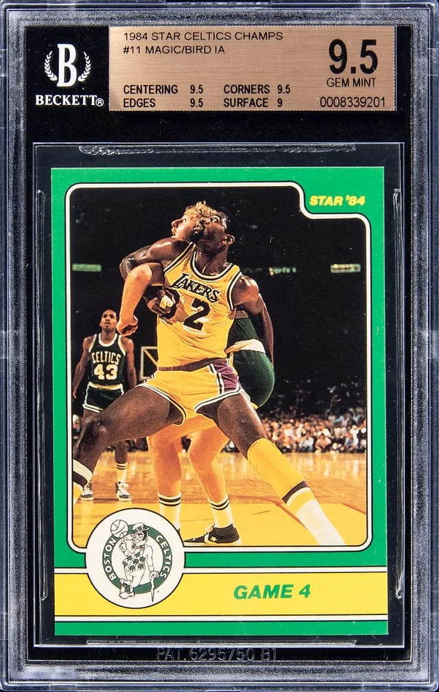 1984-85 Star Celtics Champs Larry Bird/Magic Johnson IA #11 card image