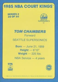 1984-85 Star Court Kings Tom Chambers #39 card back image