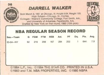 1984-85 Star Darrell Walker #36 card back image