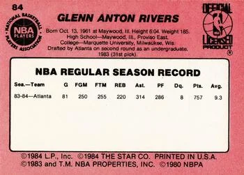 1984-85 Star Doc Rivers #84 card back image