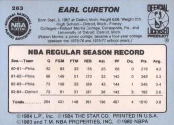 1984-85 Star Earl Cureton #263 card back image