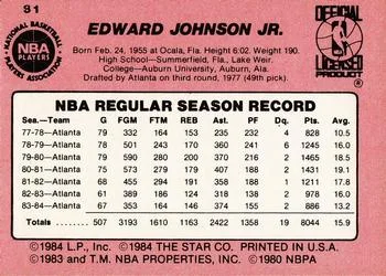 1984-85 Star Eddie Johnson #81 card back image