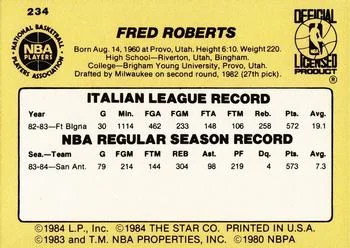 1984-85 Star Fred Roberts #234 card back image