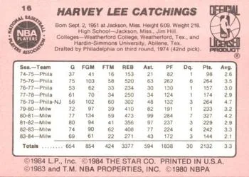 1984-85 Star Harvey Catchings #16 card back image