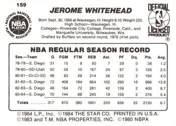 1984-85 Star Jerome Whitehead #159 card back image