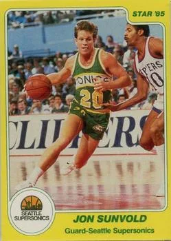 1984-85 Star Jon Sundvold UERUER: Last name misspelled "Sunvold" on card front #122 card image