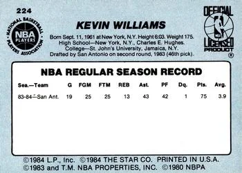 1984-85 Star Kevin Williams #224 card back image