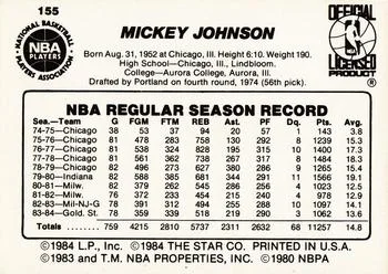 1984-85 Star Mickey Johnson #155 card back image