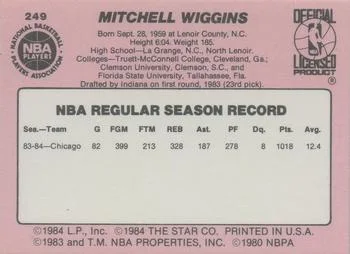 1984-85 Star Mitchell Wiggins #249 card back image
